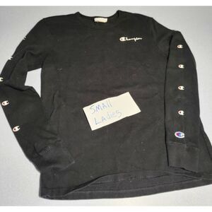Women's Champion embroidered top ls black size small